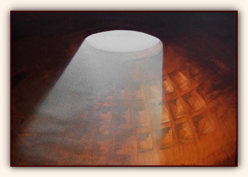 Pantheon III; acryl op paneel, formaat ca. 55 x 75 cm